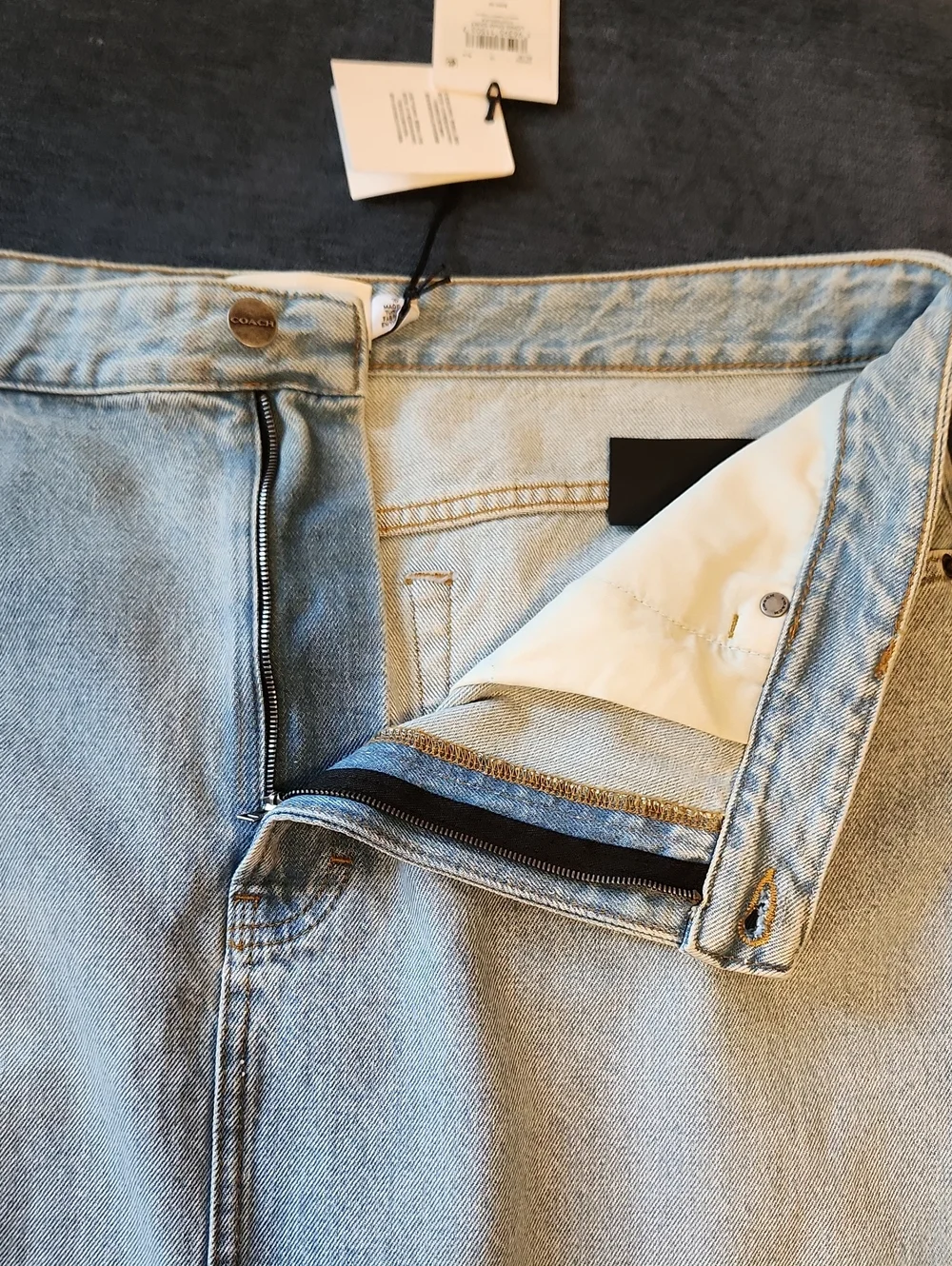 Coach Light Wash Denim Midi/maxi Plus Size 16 Skirt